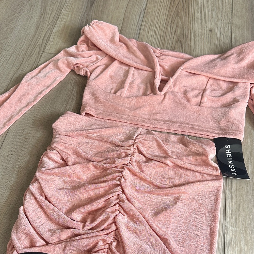 SHEIN Blush Ruched Two-Piece Set - Picture 2 of 2